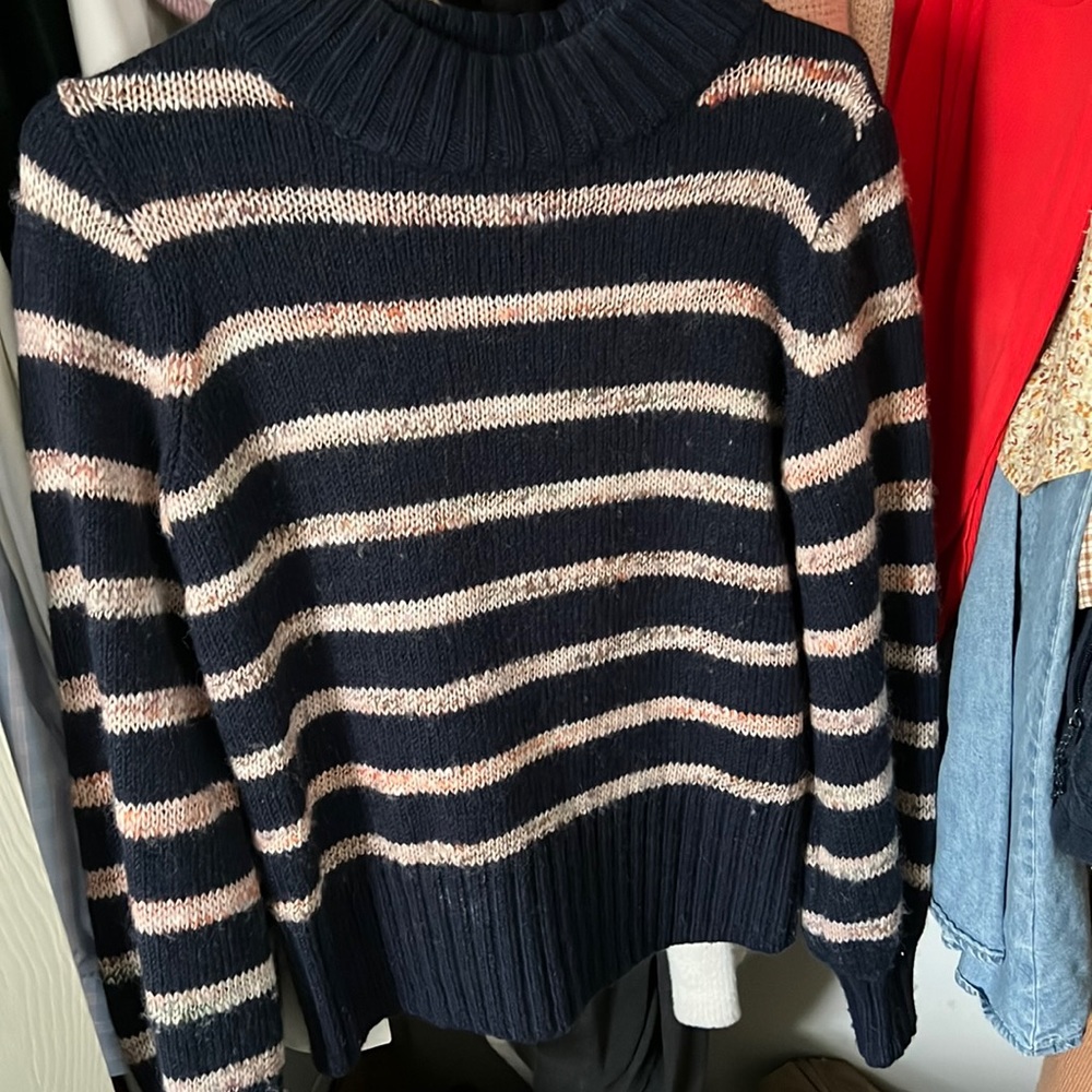 Madewell navy and multicolored stripe sweater